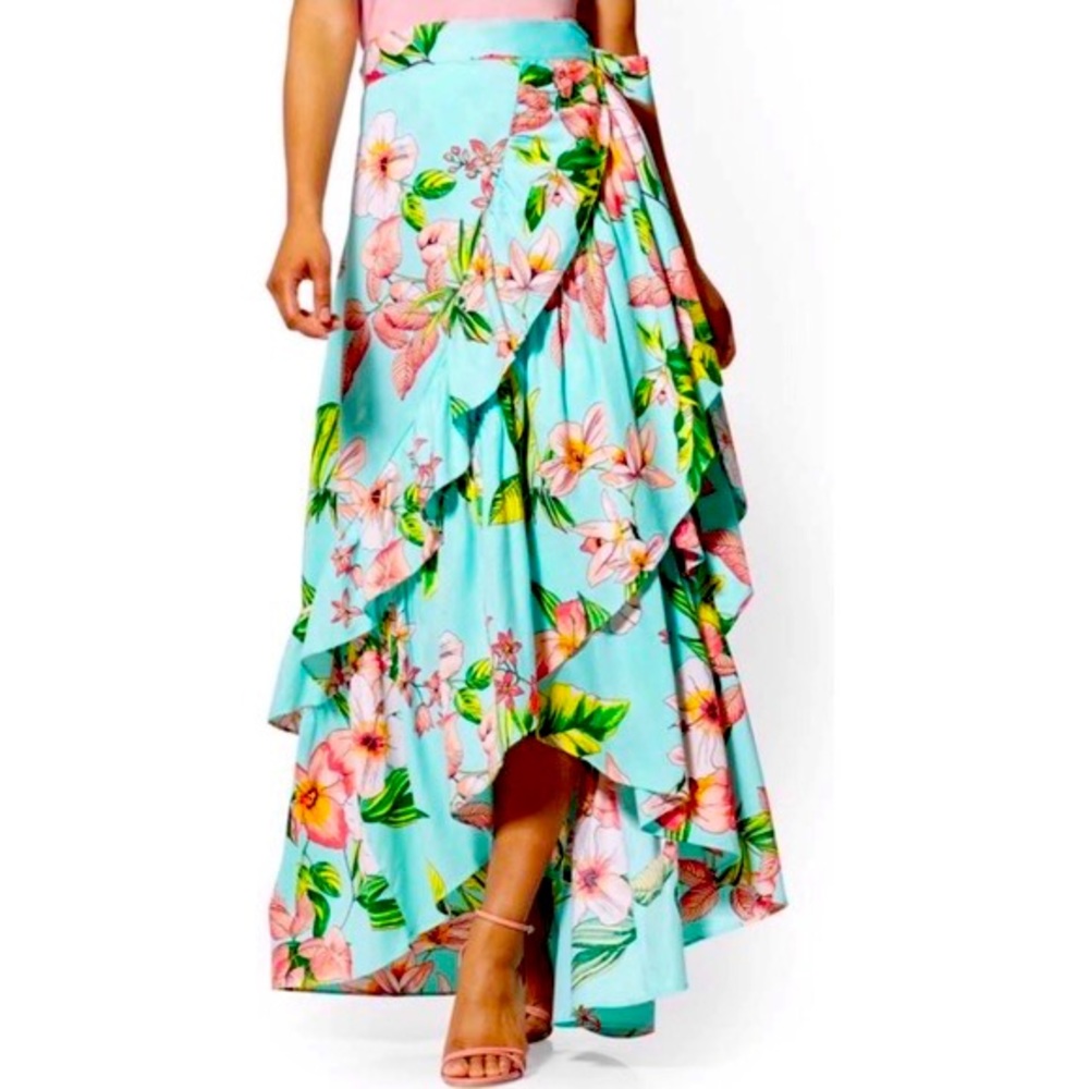 Floral Blue Maxi Skirt - Picture 2 of 8
